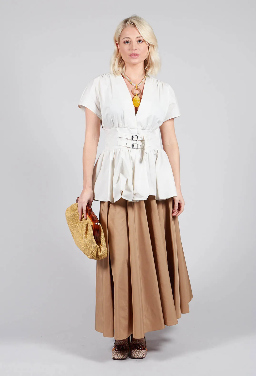 Pleated Skirt in Camel