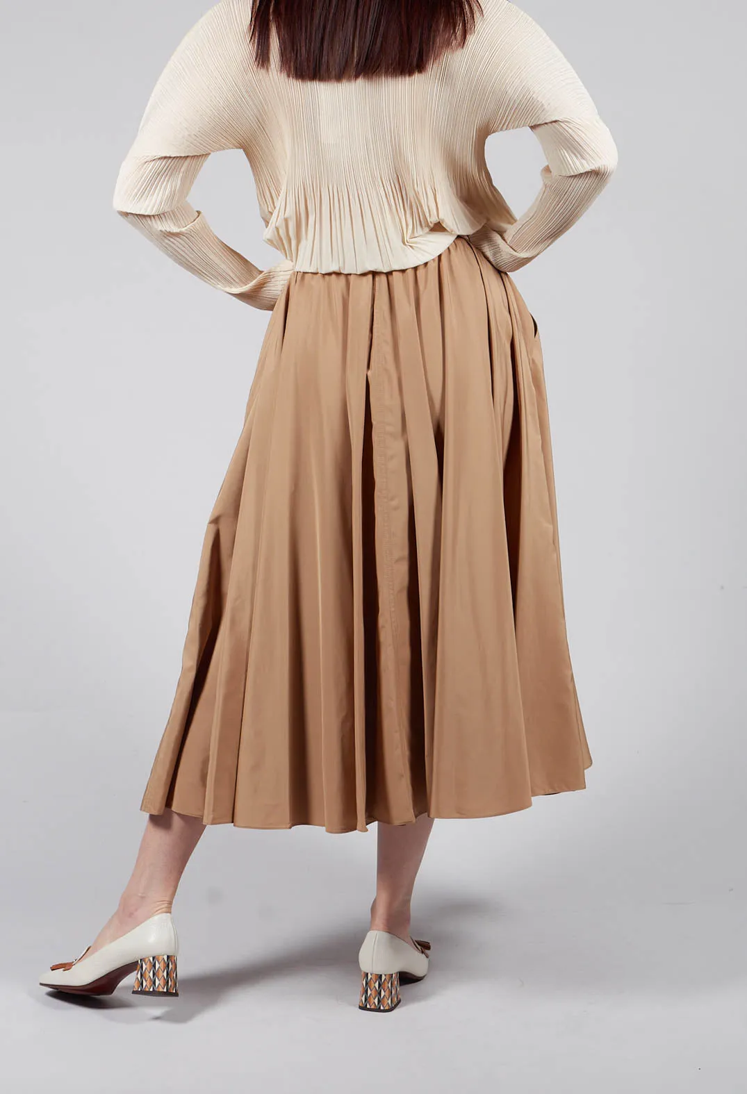 Pleated Skirt in Camel