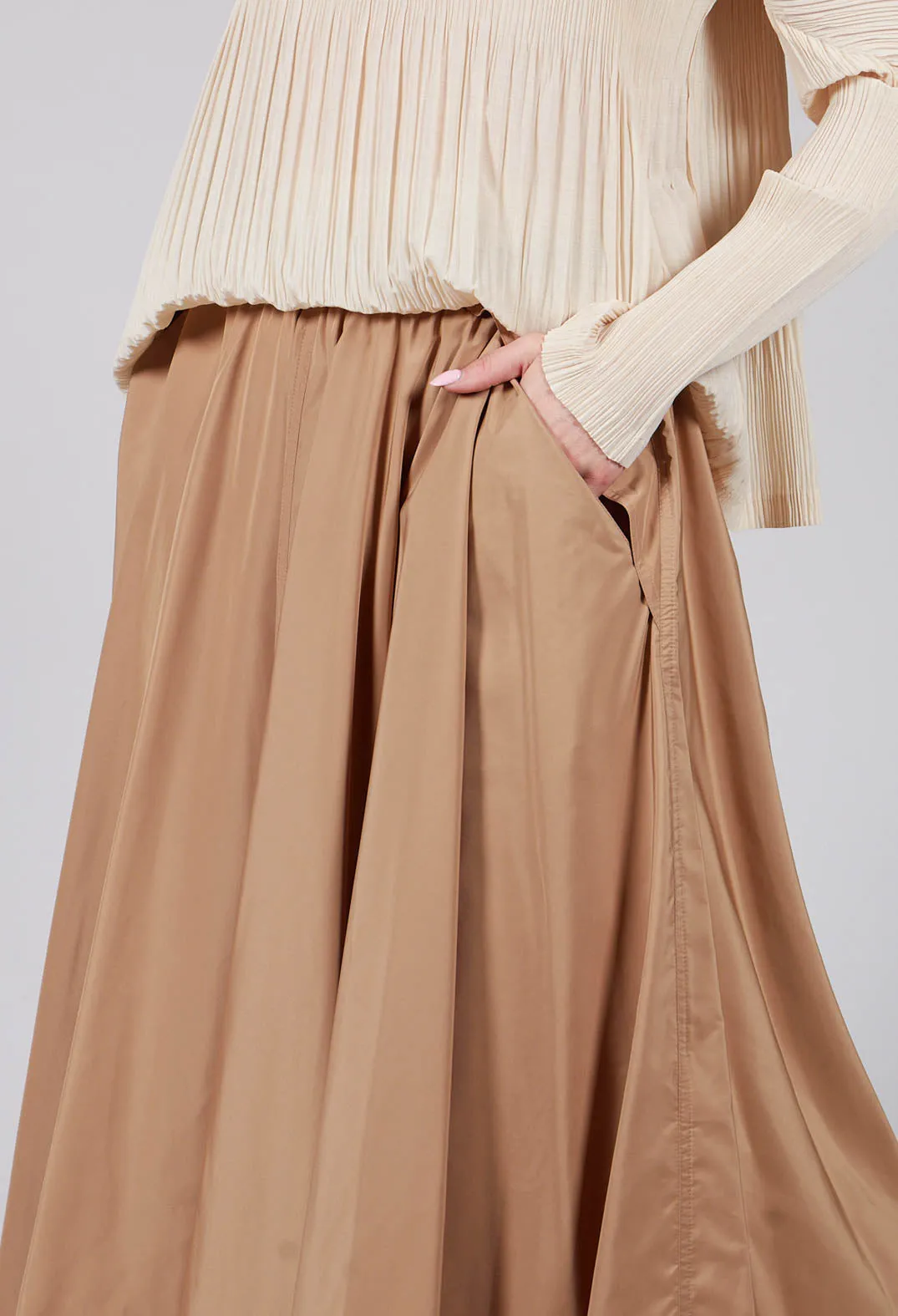 Pleated Skirt in Camel