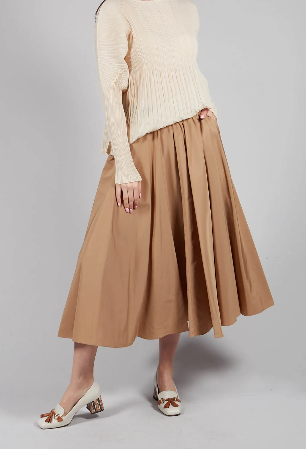 Pleated Skirt in Camel