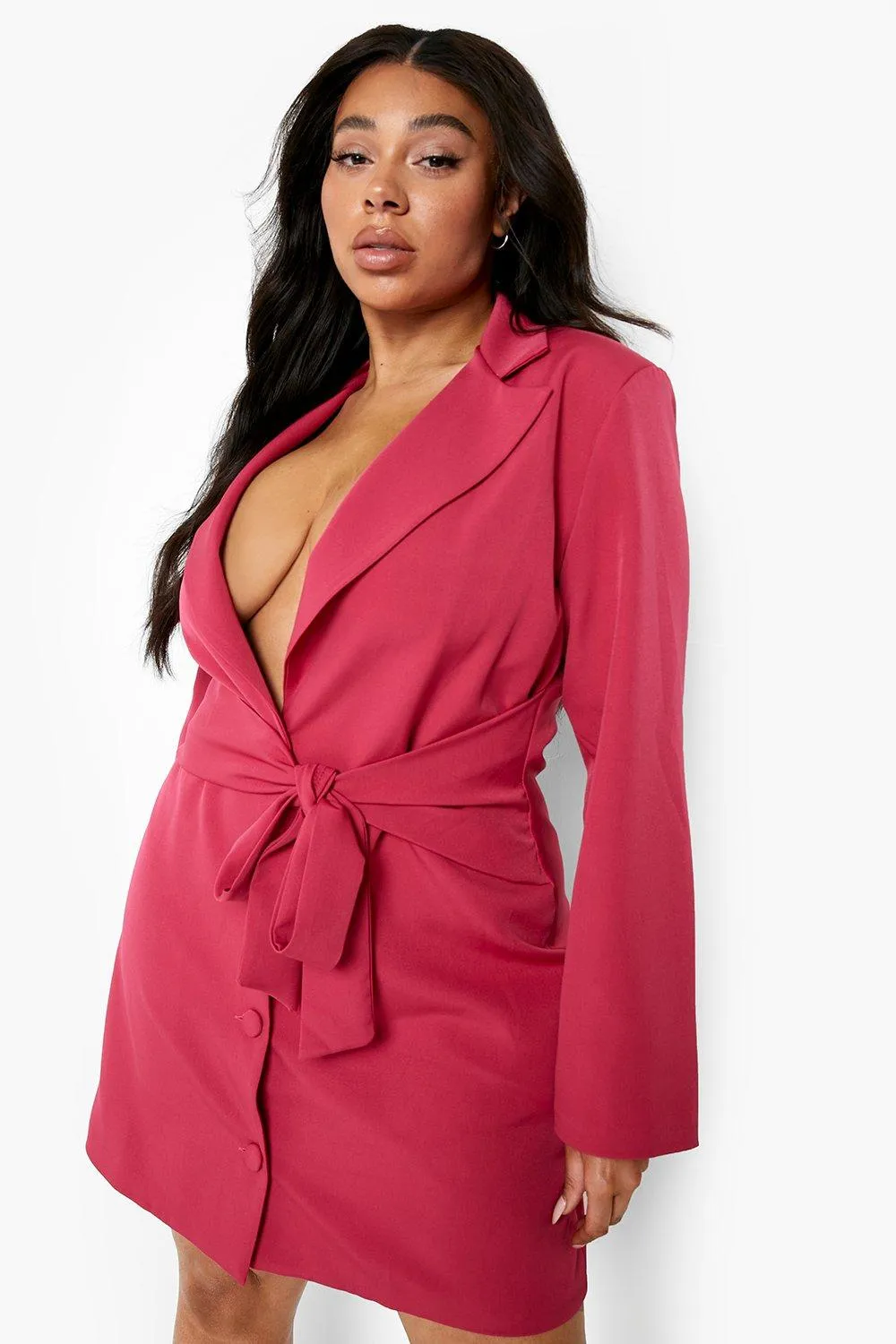 Plus Belted Blazer Dress