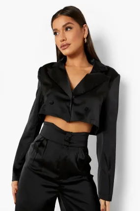 Premium Satin Cropped Blazer