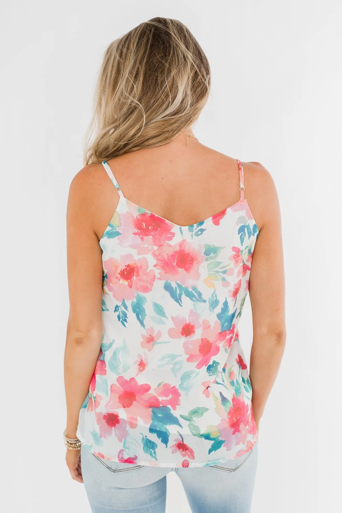 Pure Bliss Floral Shift Tank- Ivory