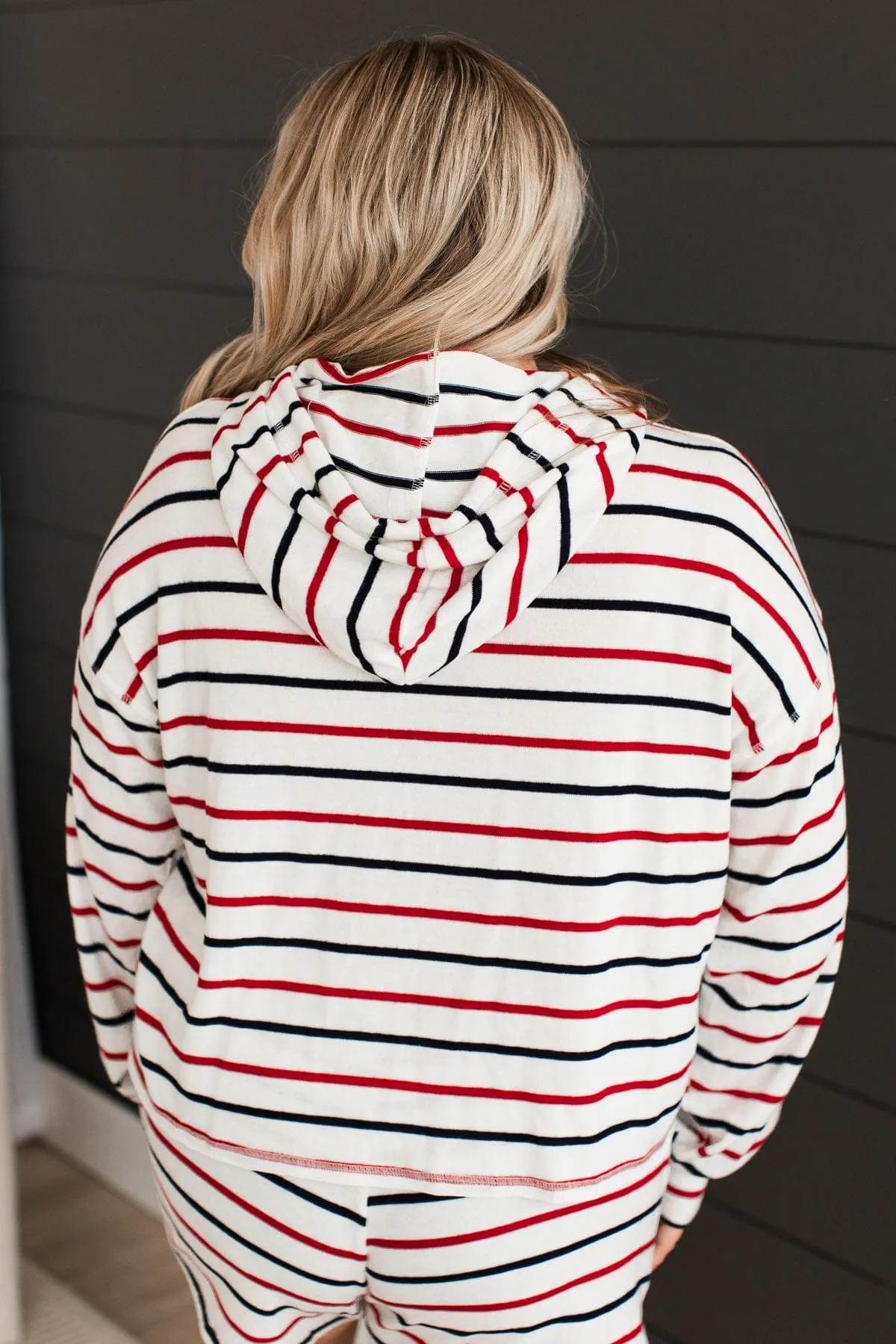 Ready To Relax Striped Hoodie- Ivory