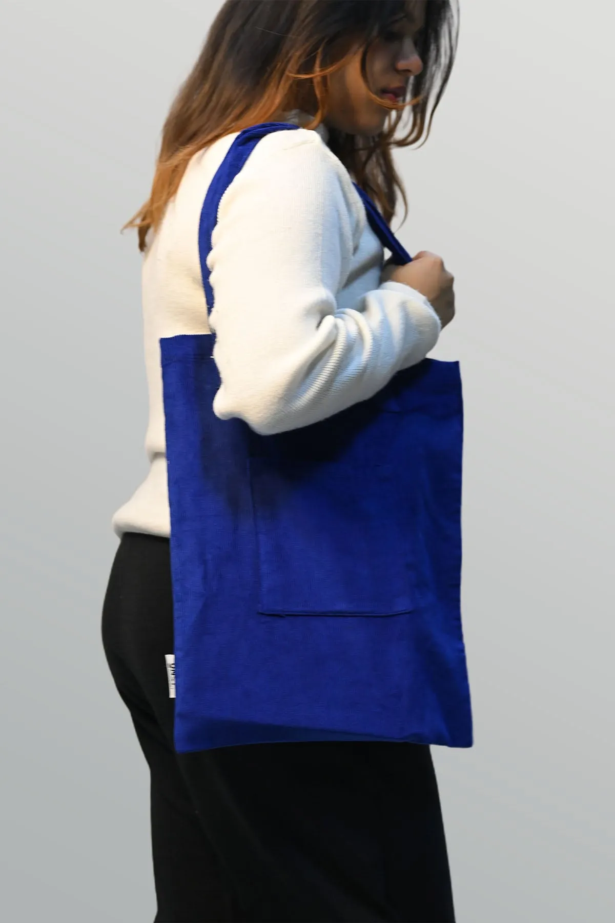 Royal Blue Corduroy Tote Bag