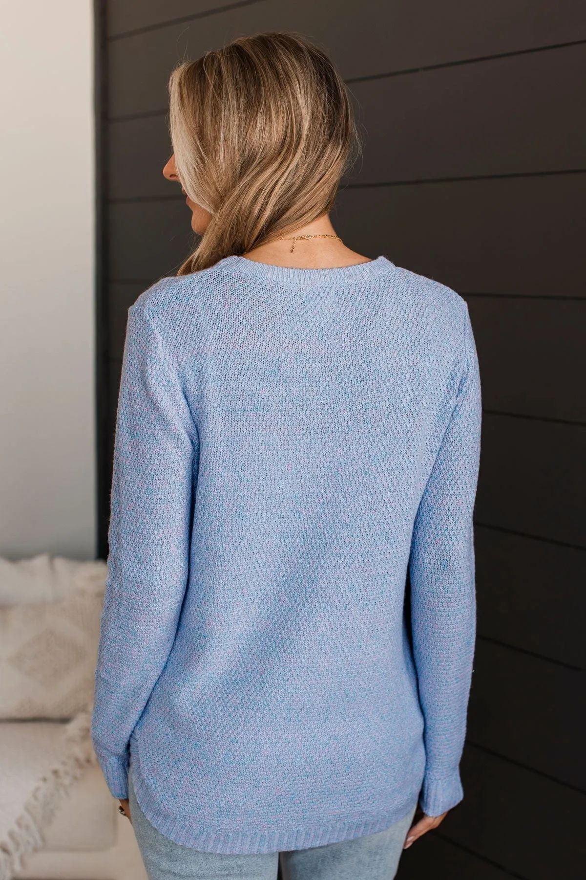 Runway Beauty Knit Sweater- Blue & Pink