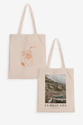 Self Love Tote Bag + La Dolce Vita Tote Bag (Combo of 2)