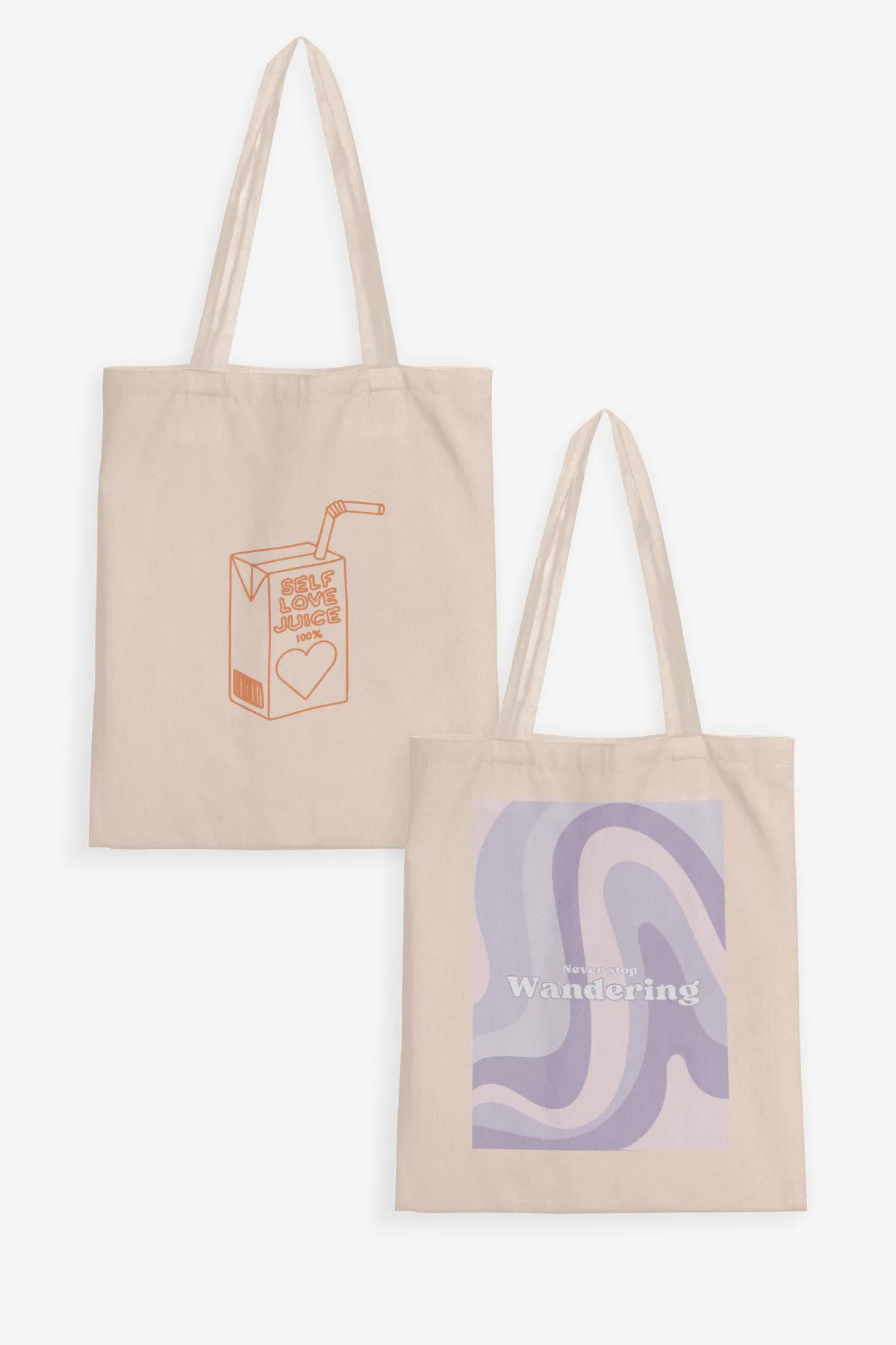 Self Love Tote Bag + Never stop wandering Tote Bag (Combo of 2)