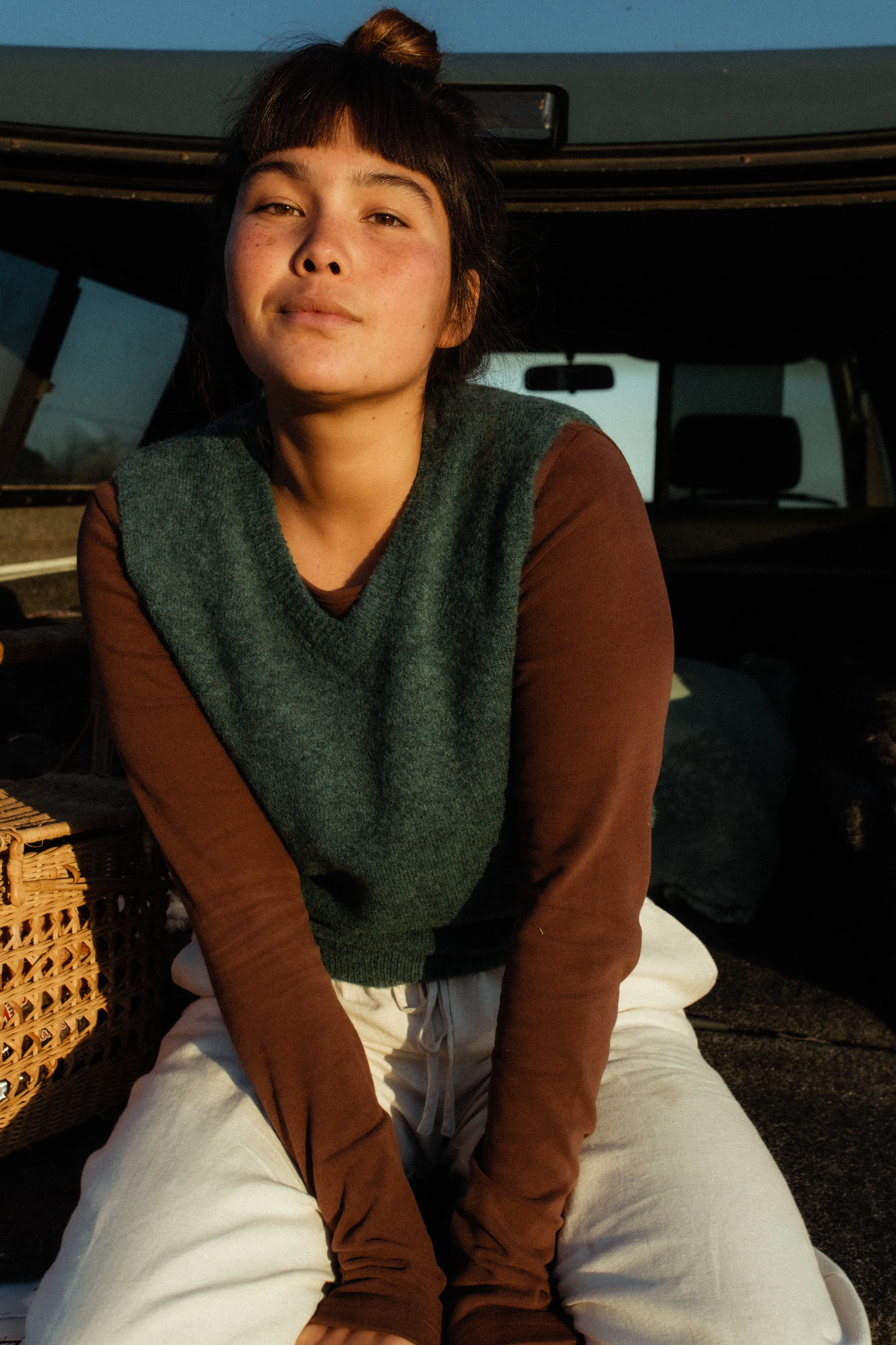 Shell Beach Sweater Vest Sea Green