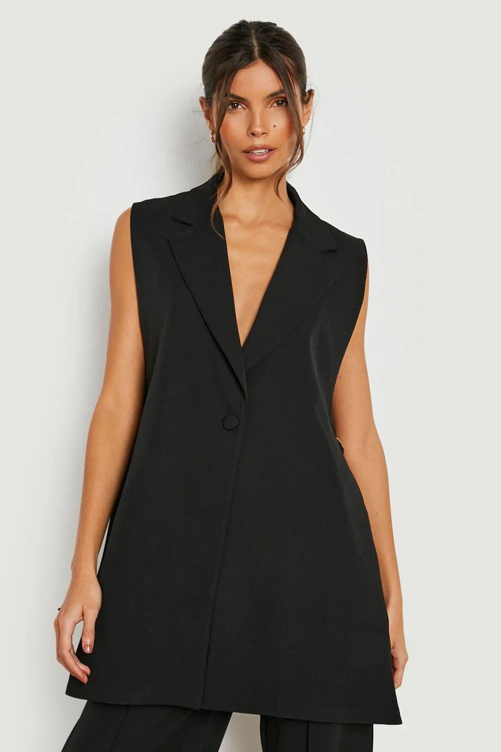 Sleeveless Split Tie Side Blazer