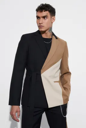 Slim Fit Wrap Panel Blazer