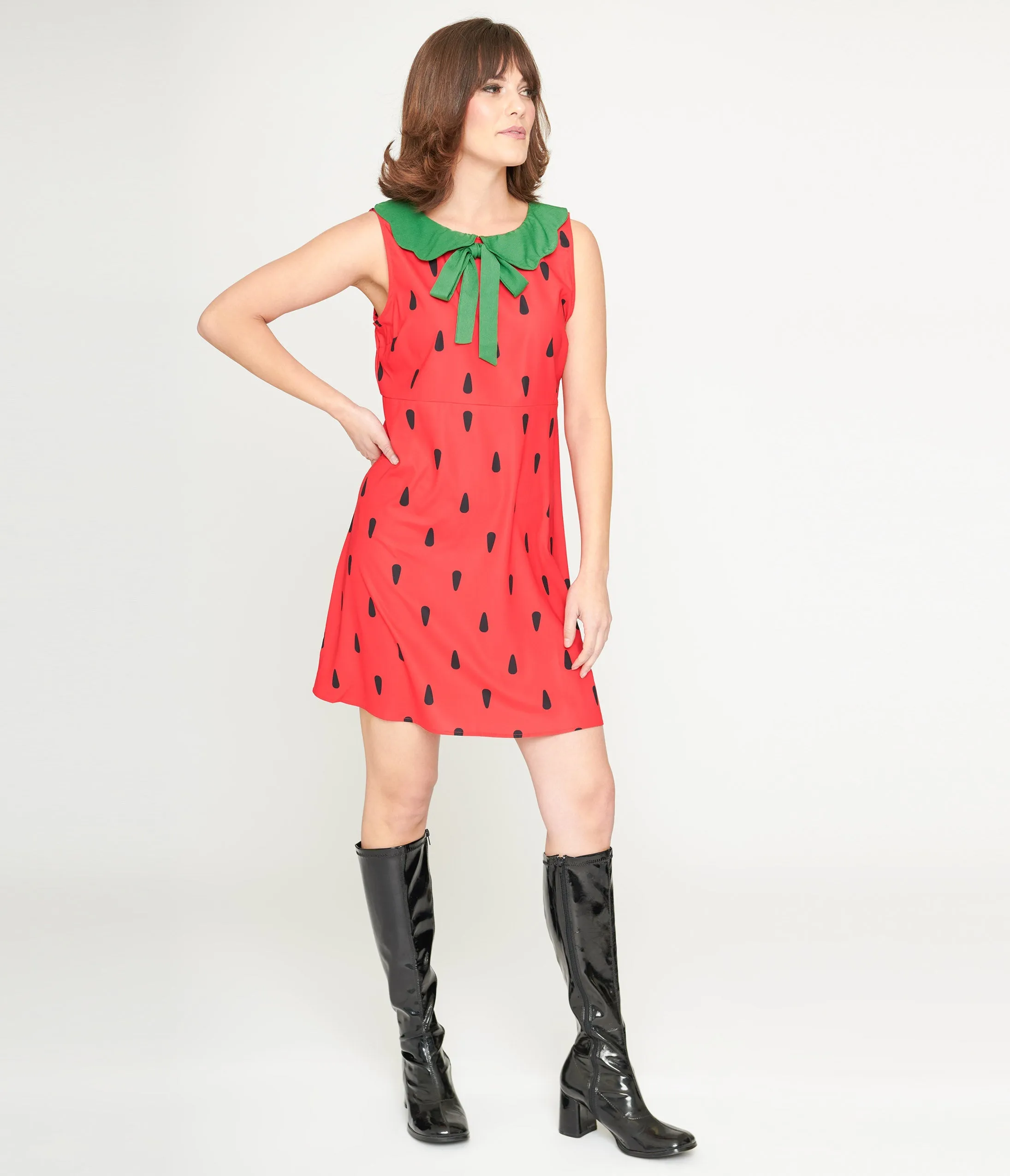 Smak Parlour Red & Green Strawberry Shift Dress