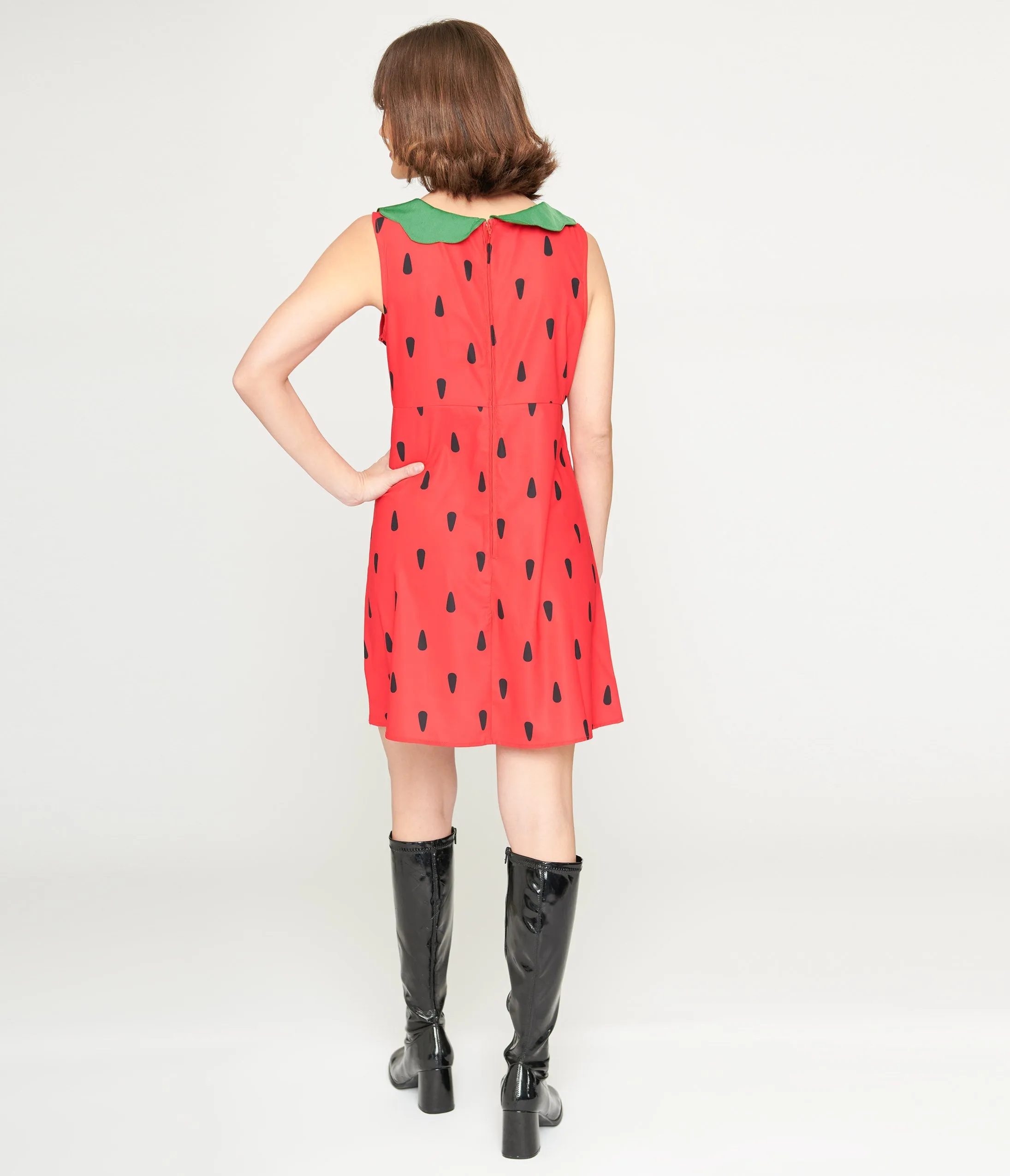 Smak Parlour Red & Green Strawberry Shift Dress