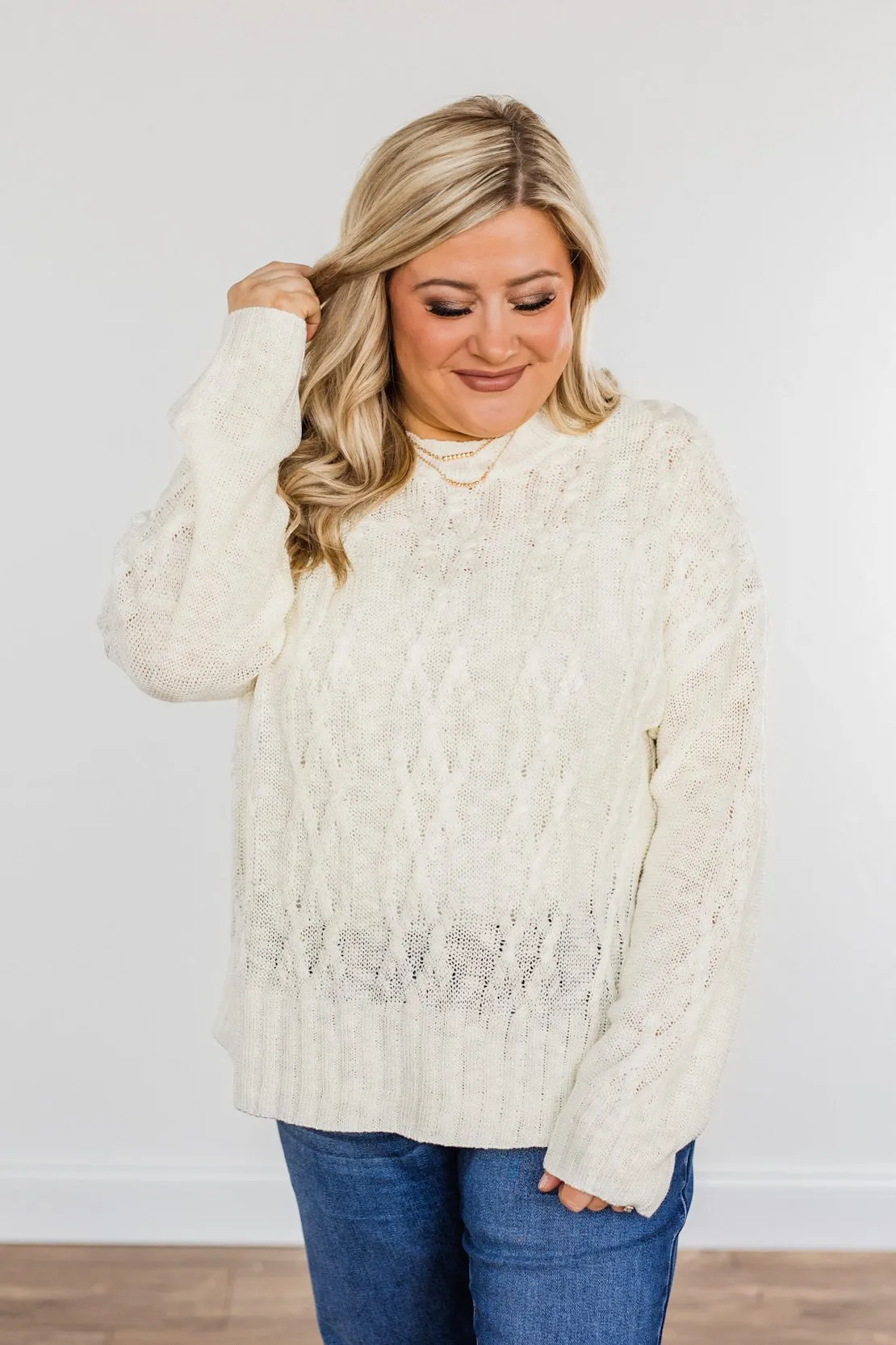 Smile For Me Knit Sweater- Ivory