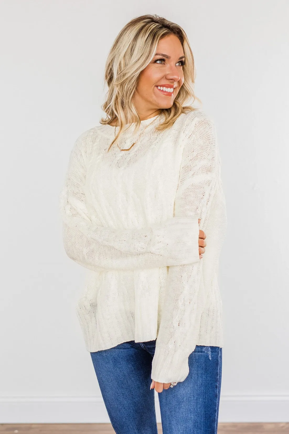 Smile For Me Knit Sweater- Ivory