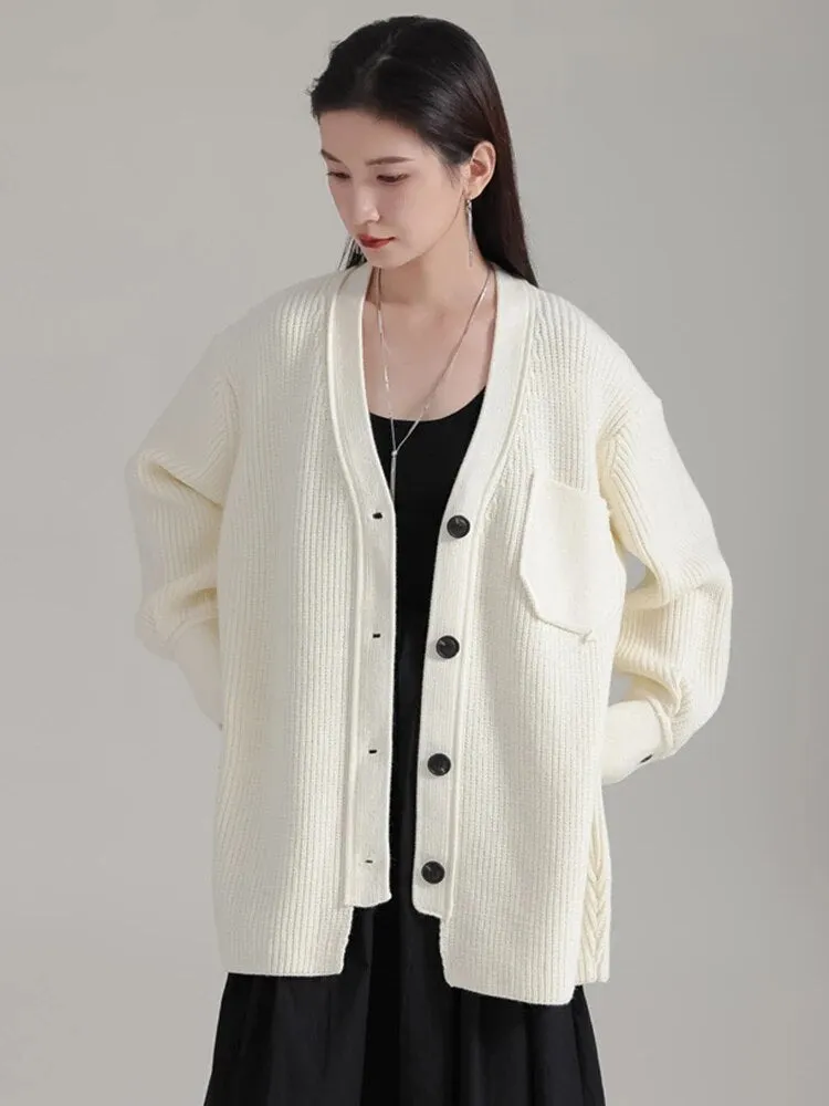 Softie V-Neck Knit Sweater - Cream