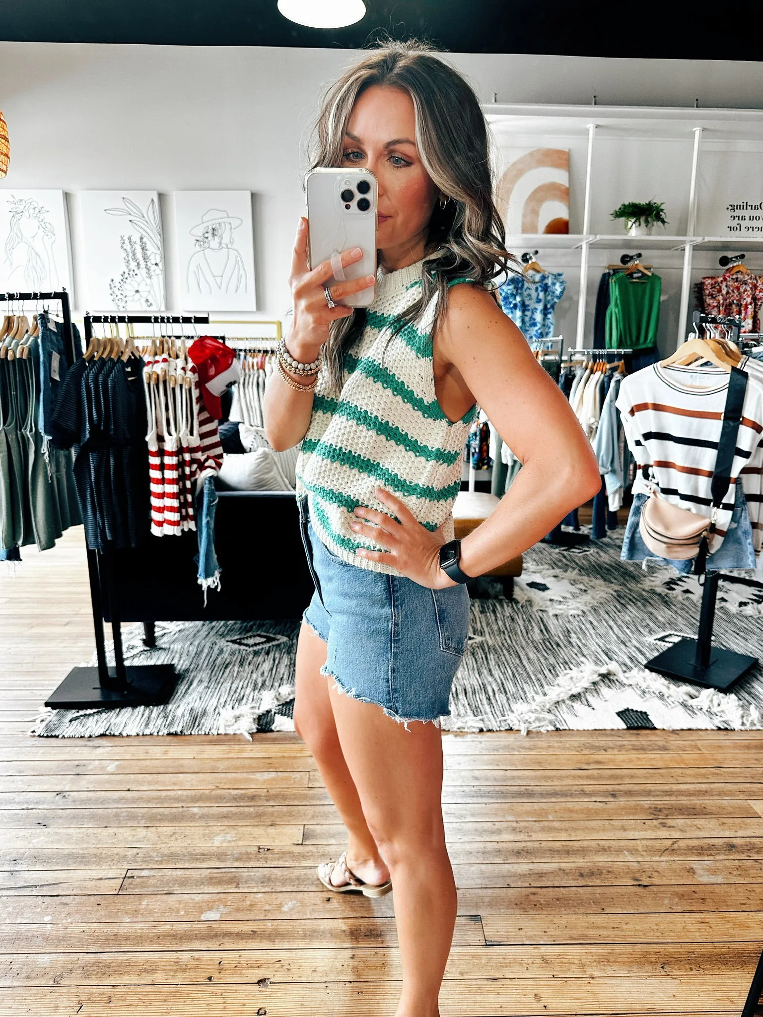 Stripe Sleeveless Sweater Top-3 Colors