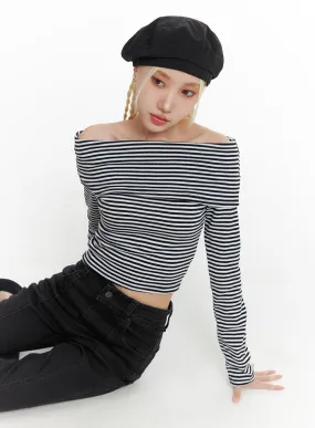 Striped Off Shoulder Top IF408