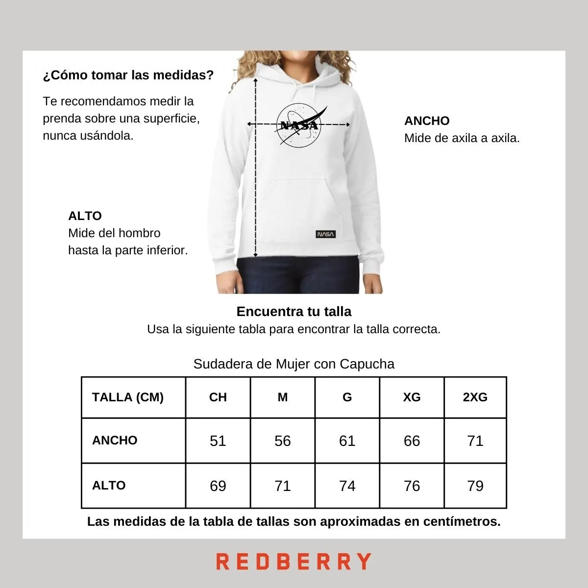 Sudadera para Mujer Hoodie Nasa Monocromático