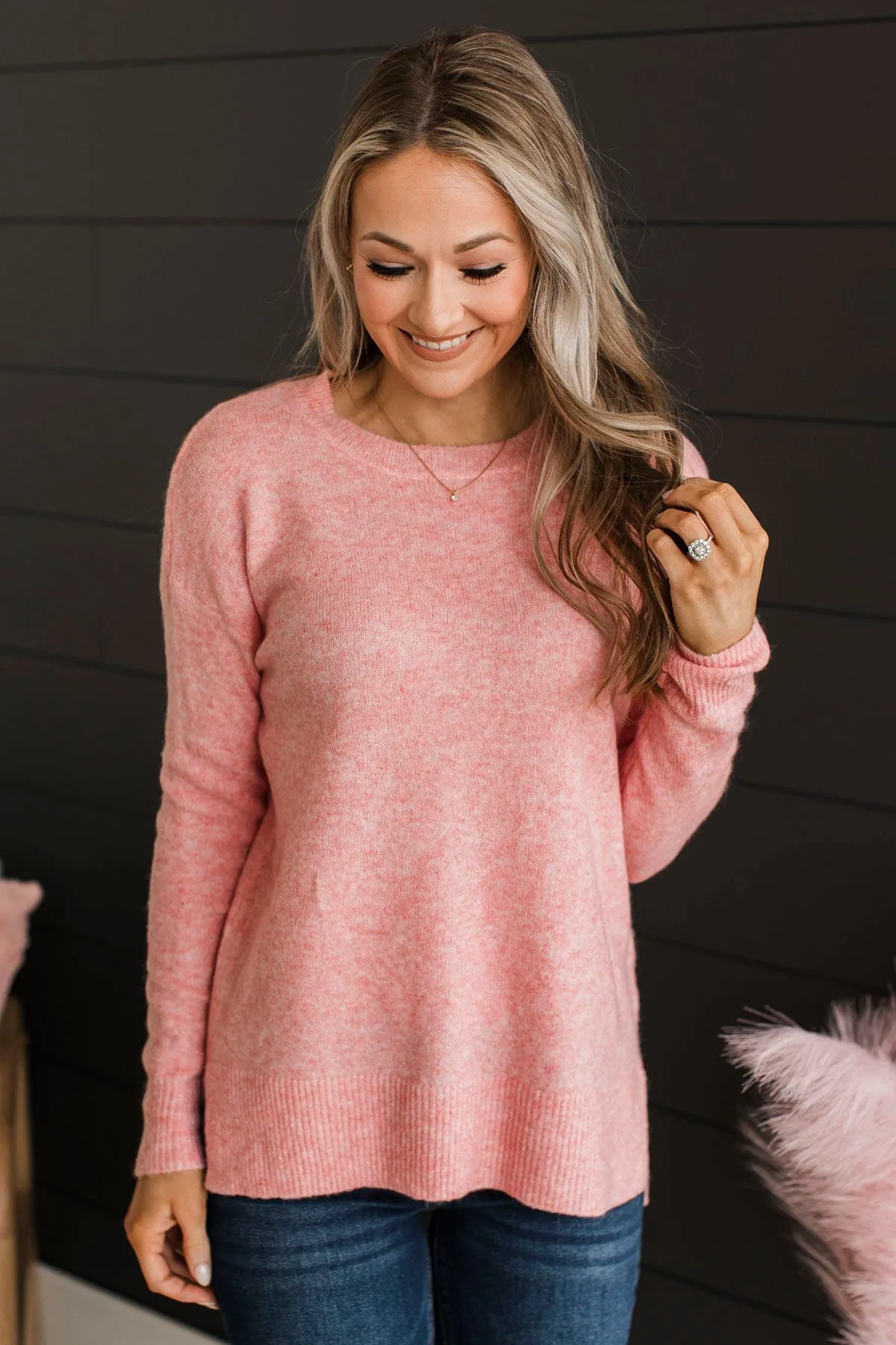 Sweet Harmony Knit Sweater- Light Pink