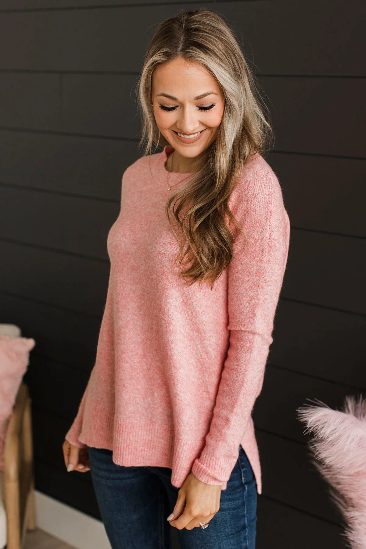 Sweet Harmony Knit Sweater- Light Pink