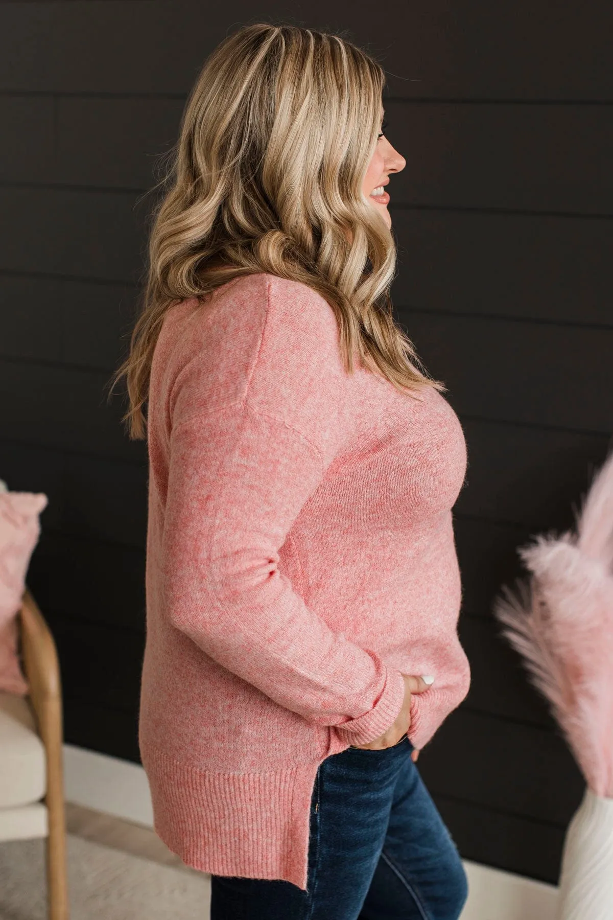 Sweet Harmony Knit Sweater- Light Pink