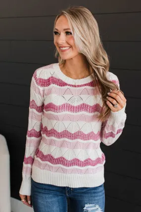 Sweet Muse Knit Sweater- Ivory & Pink