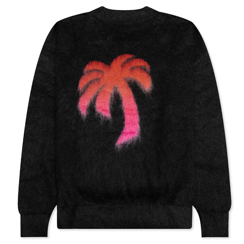 The Palm Sweater Intarsia - Black/Fuchsia