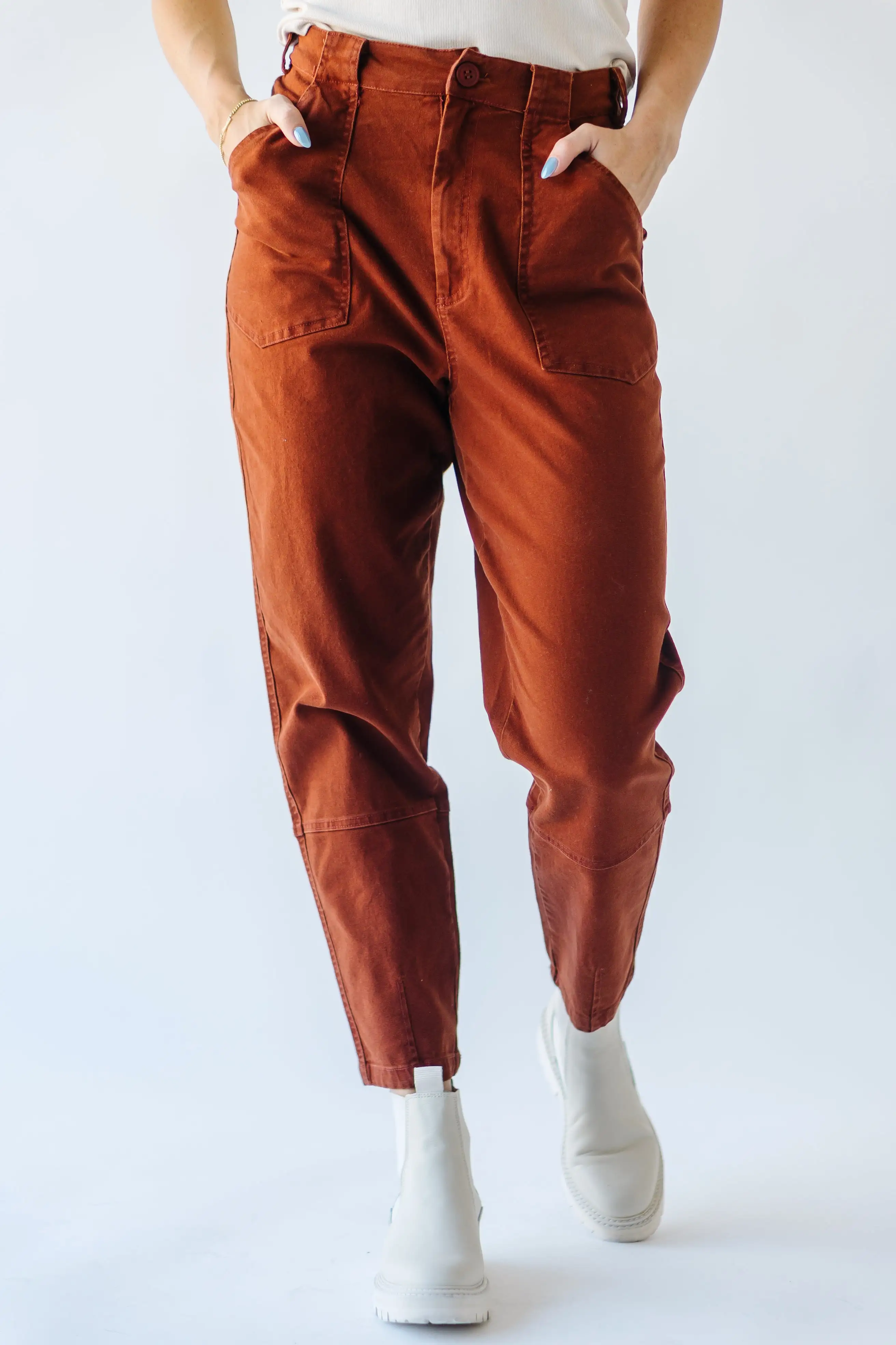 The Watkins High Rise Paper Bag Jean in Rust