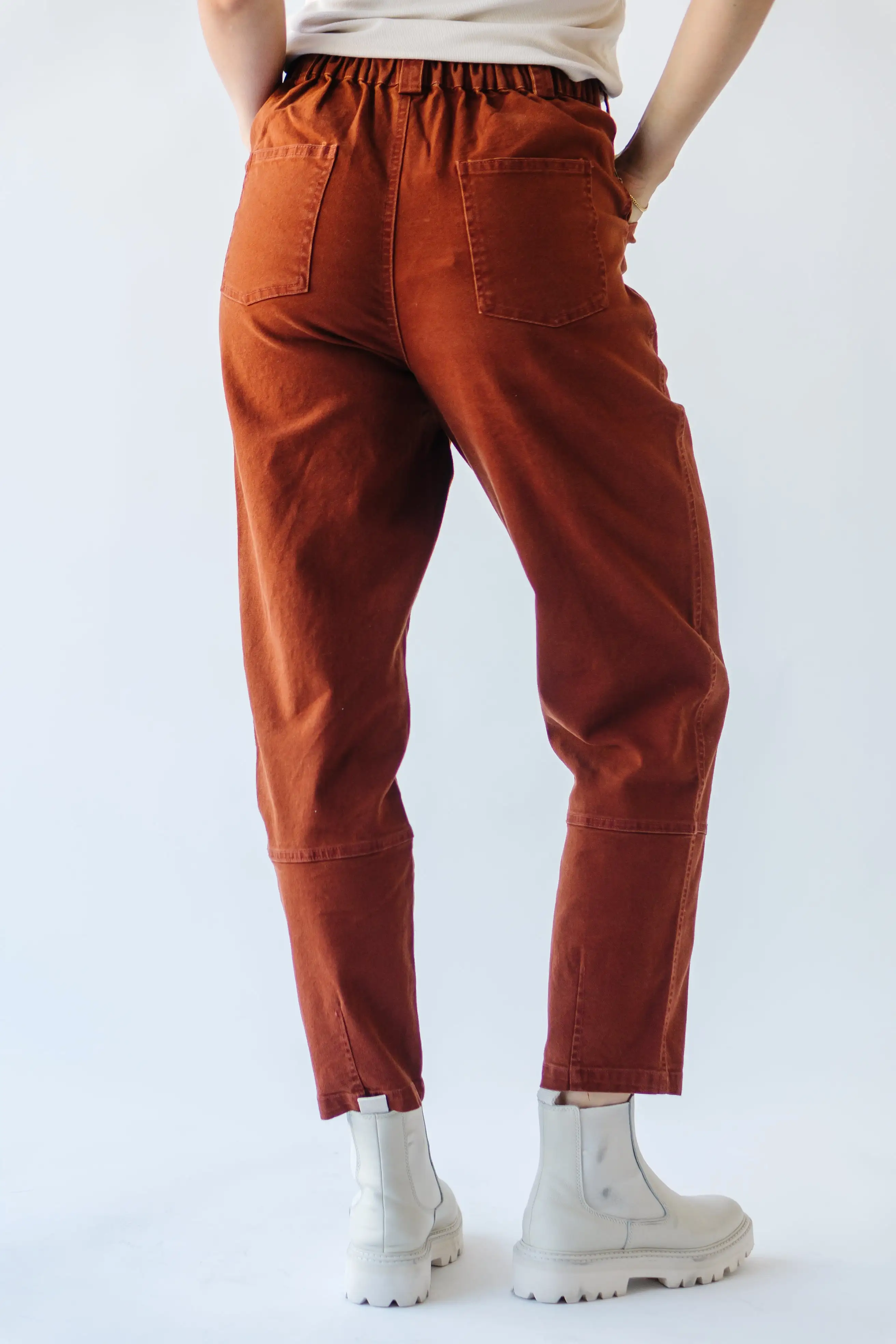 The Watkins High Rise Paper Bag Jean in Rust