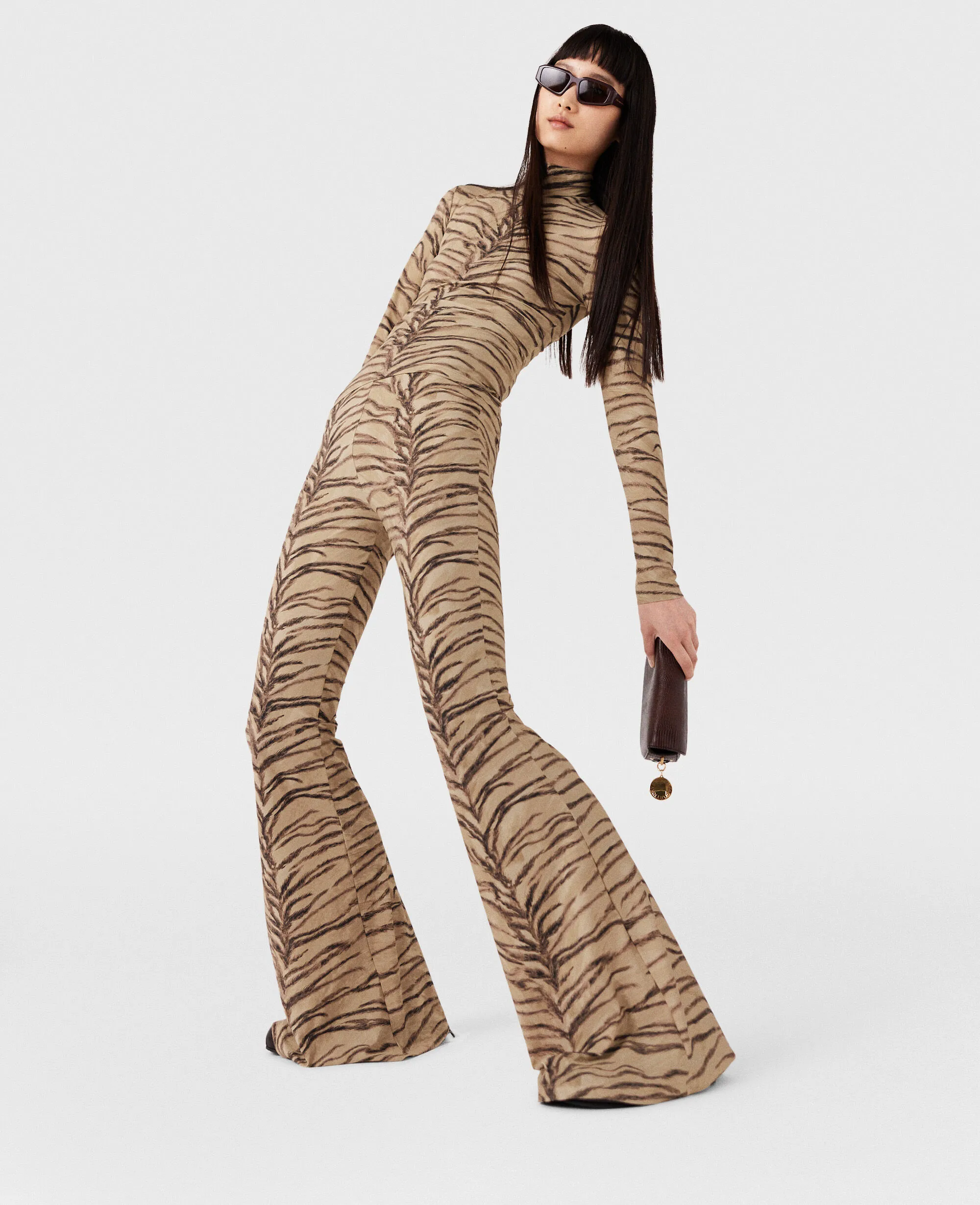 Tiger Print High-Rise Flared Pants