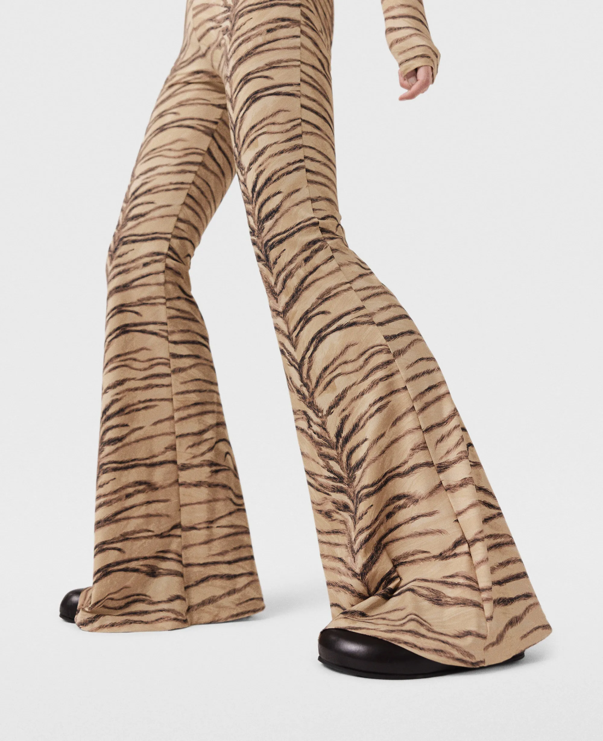 Tiger Print High-Rise Flared Pants