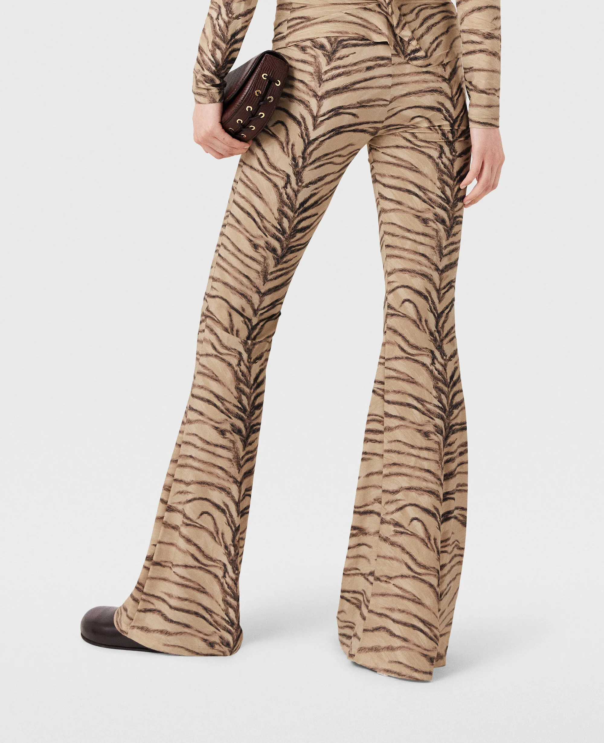 Tiger Print High-Rise Flared Pants