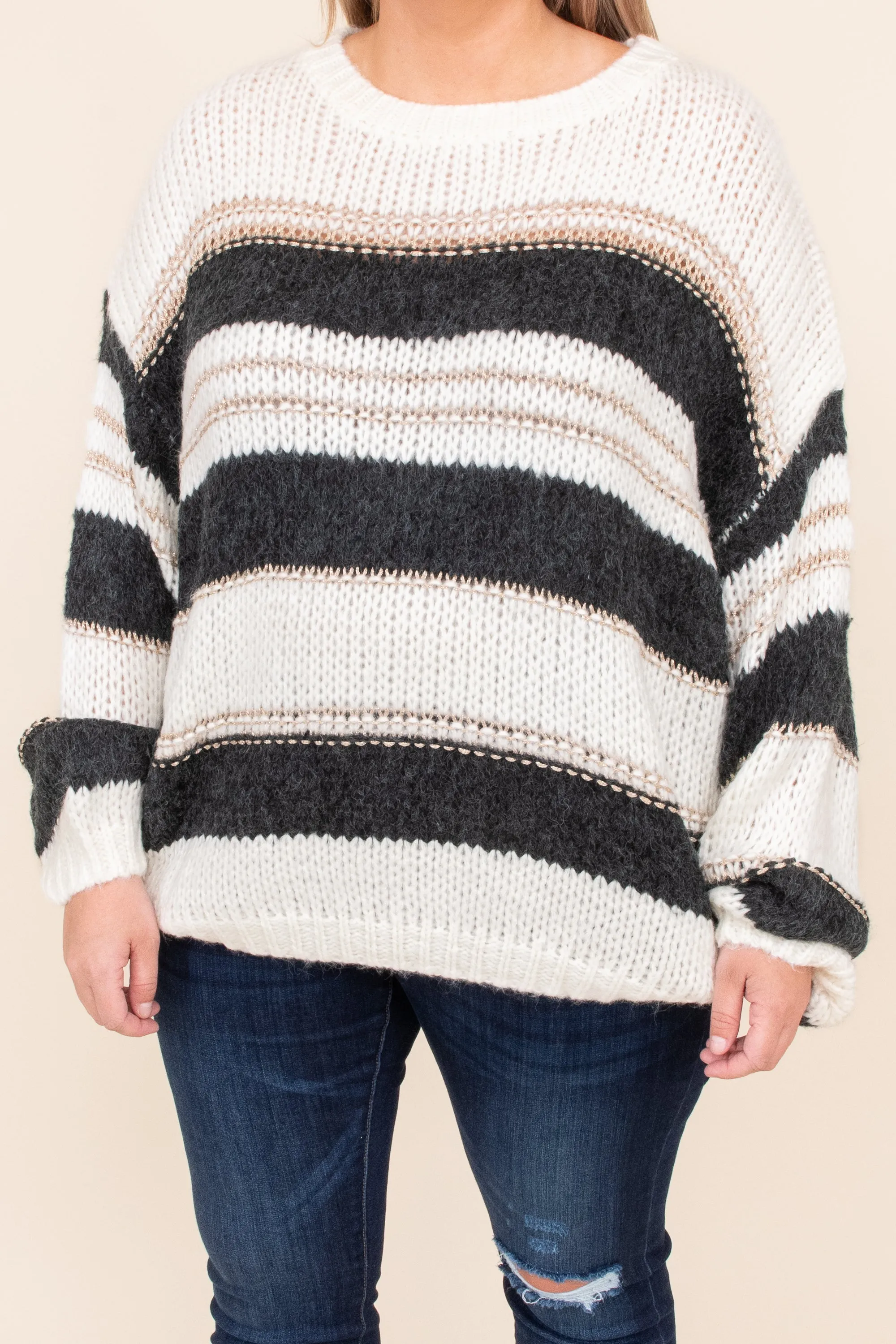 Uncomplicate My Life Sweater, Ivory-Black