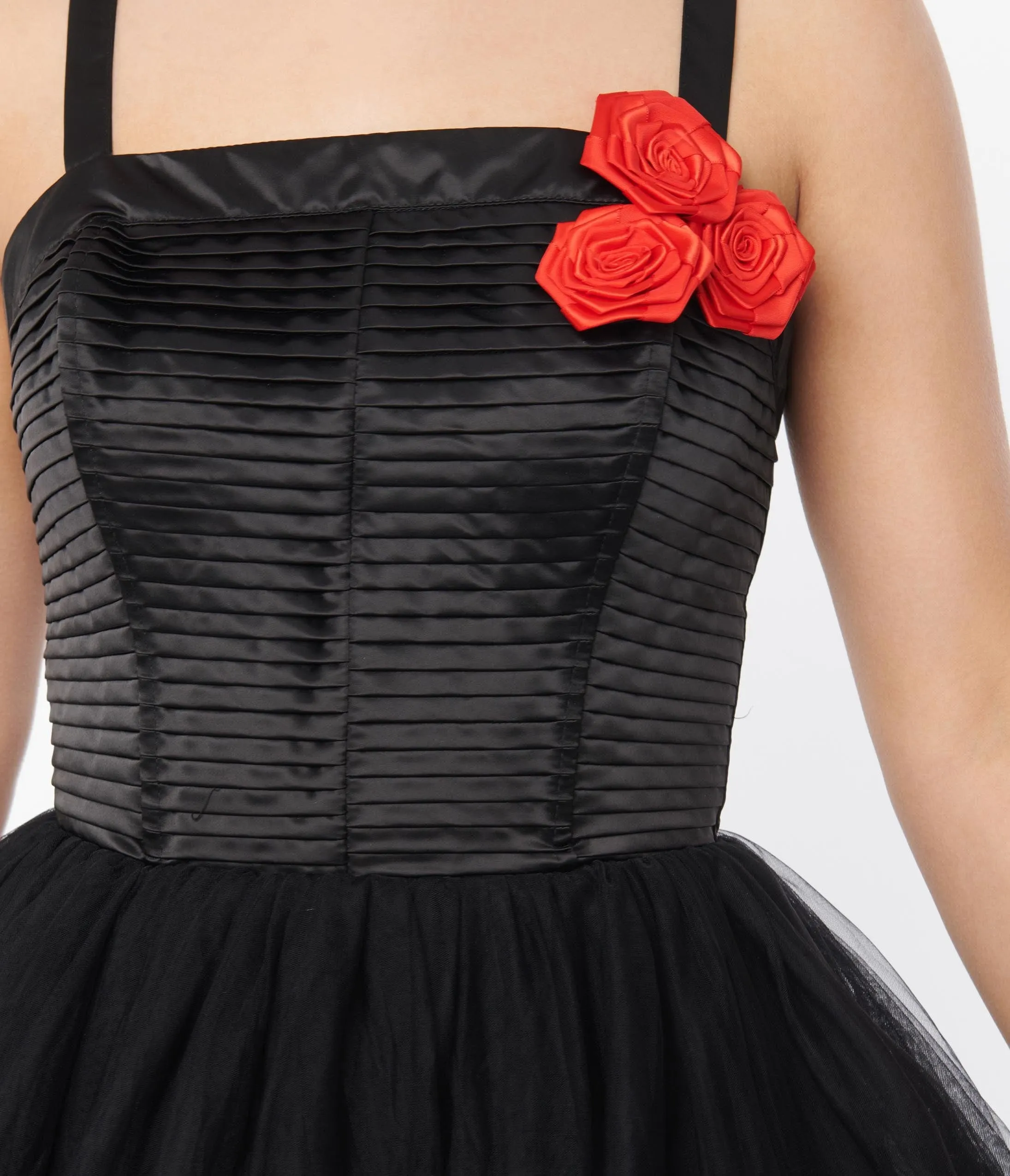 Unique Vintage Black Tulle Swing Dress