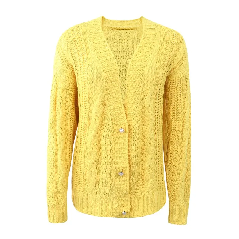 Women Sweater Coats Autumn Winter Drop Shoulder Knitted Cardigan Single-Breasted Vintage Cardigans