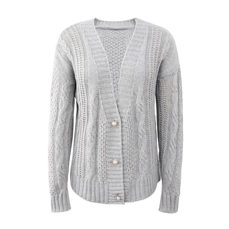 Women Sweater Coats Autumn Winter Drop Shoulder Knitted Cardigan Single-Breasted Vintage Cardigans